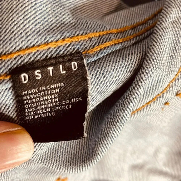 DSTLD Light Washed Distressed Denim Jean Jacket - Picture 12 of 13